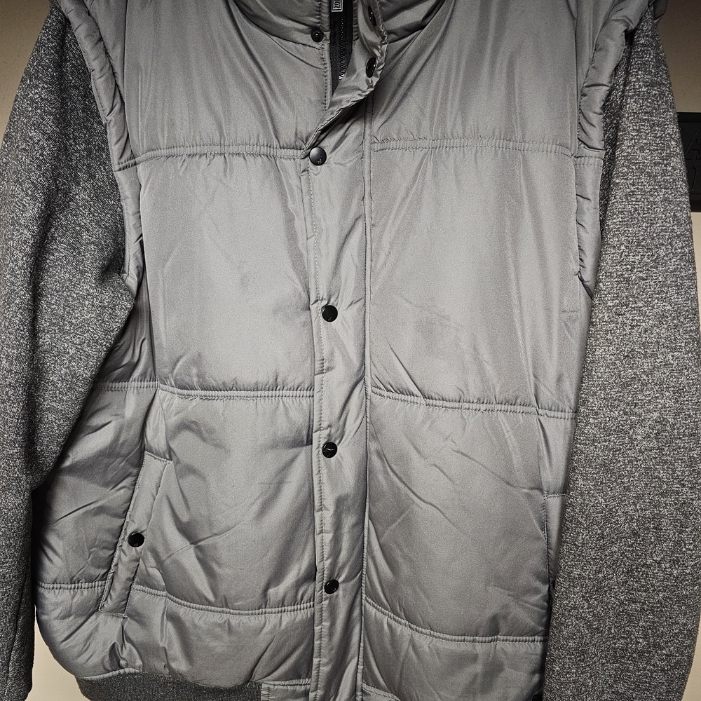 Zoo York Gray Puffer Jacket with Knit Sleeves